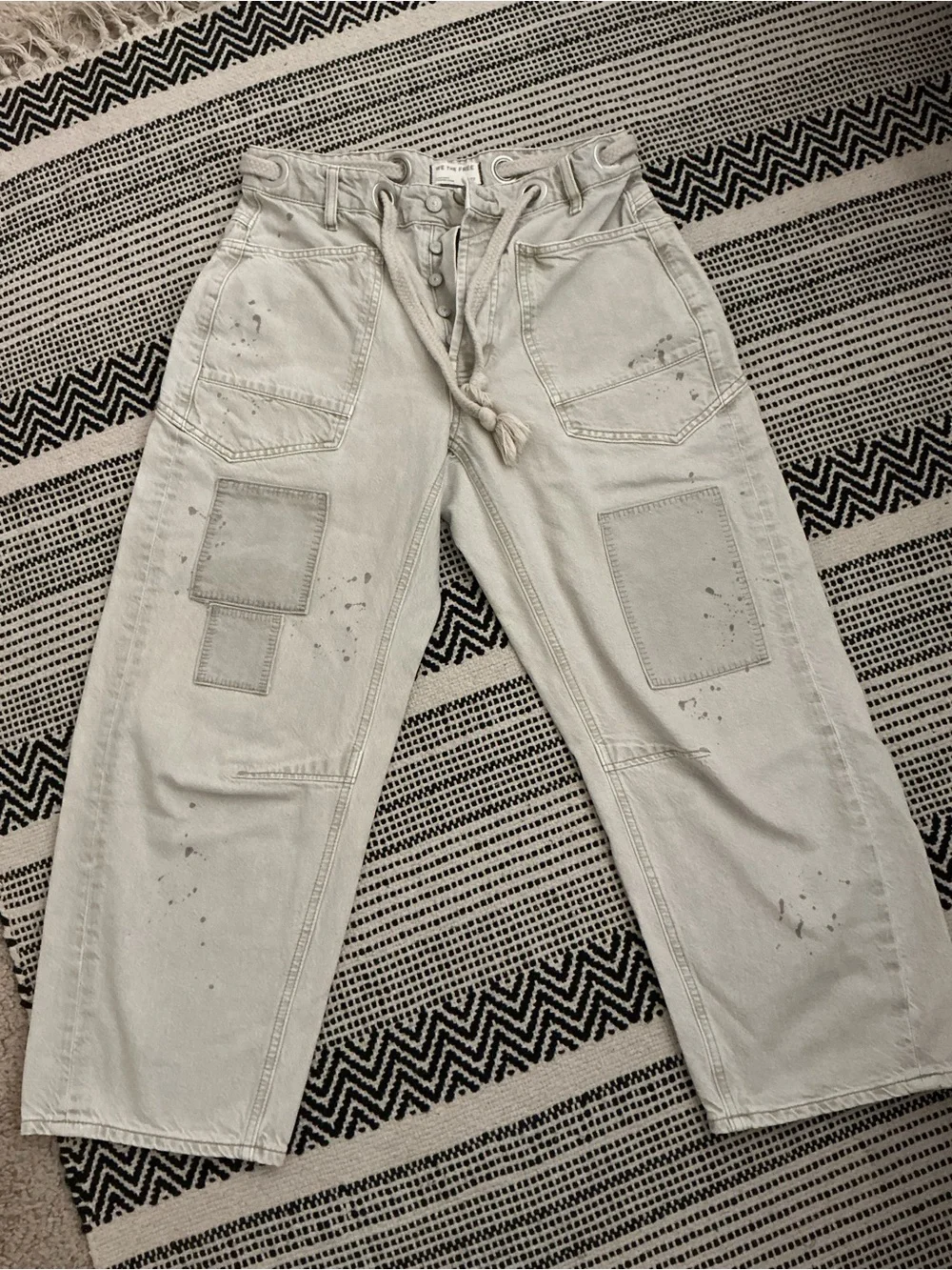 We The Free Moxie Low Slung Pull On Drawstring Barrel Jeans - Picture 2 of 7